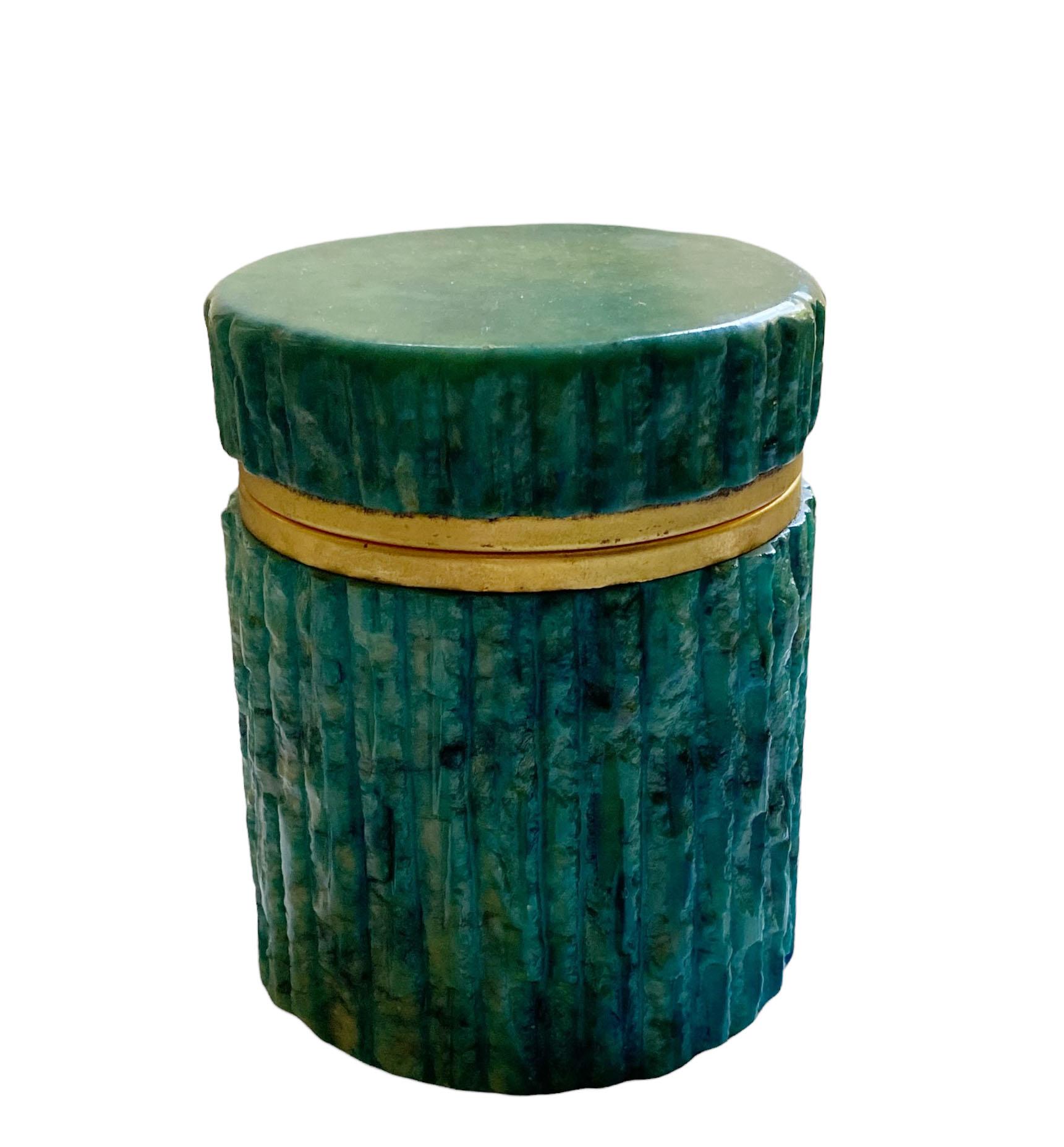 Brass Italian Green Alabaster Box