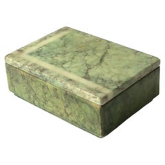 Italian Green Alabaster Marble Jewelry or Decorative Box, circa 1970s