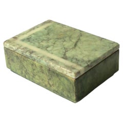 Used Italian Green Alabaster Marble Jewelry or Decorative Box, circa 1970s