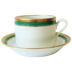 Vintage Richard Ginori Designer Italian Coffee or Tea Cup and Saucer in Green and Gold