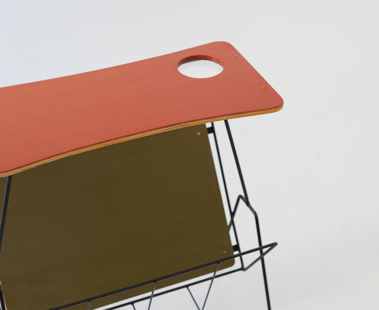 Mid-20th Century Italian Green and Red Side Table