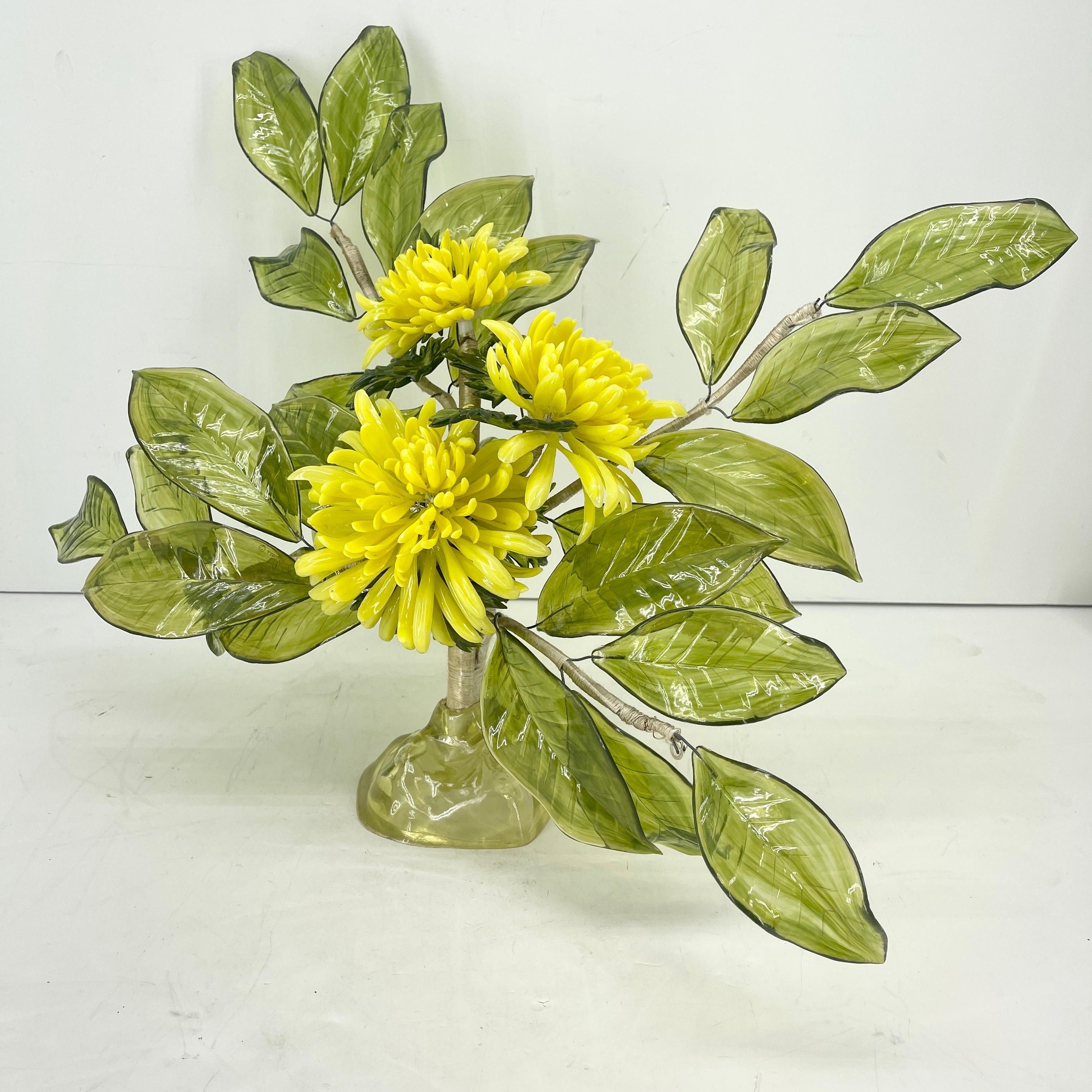 Italian Green and Yellow Lucite Flower by J Corelli 1967 Mid-Century Modern 9