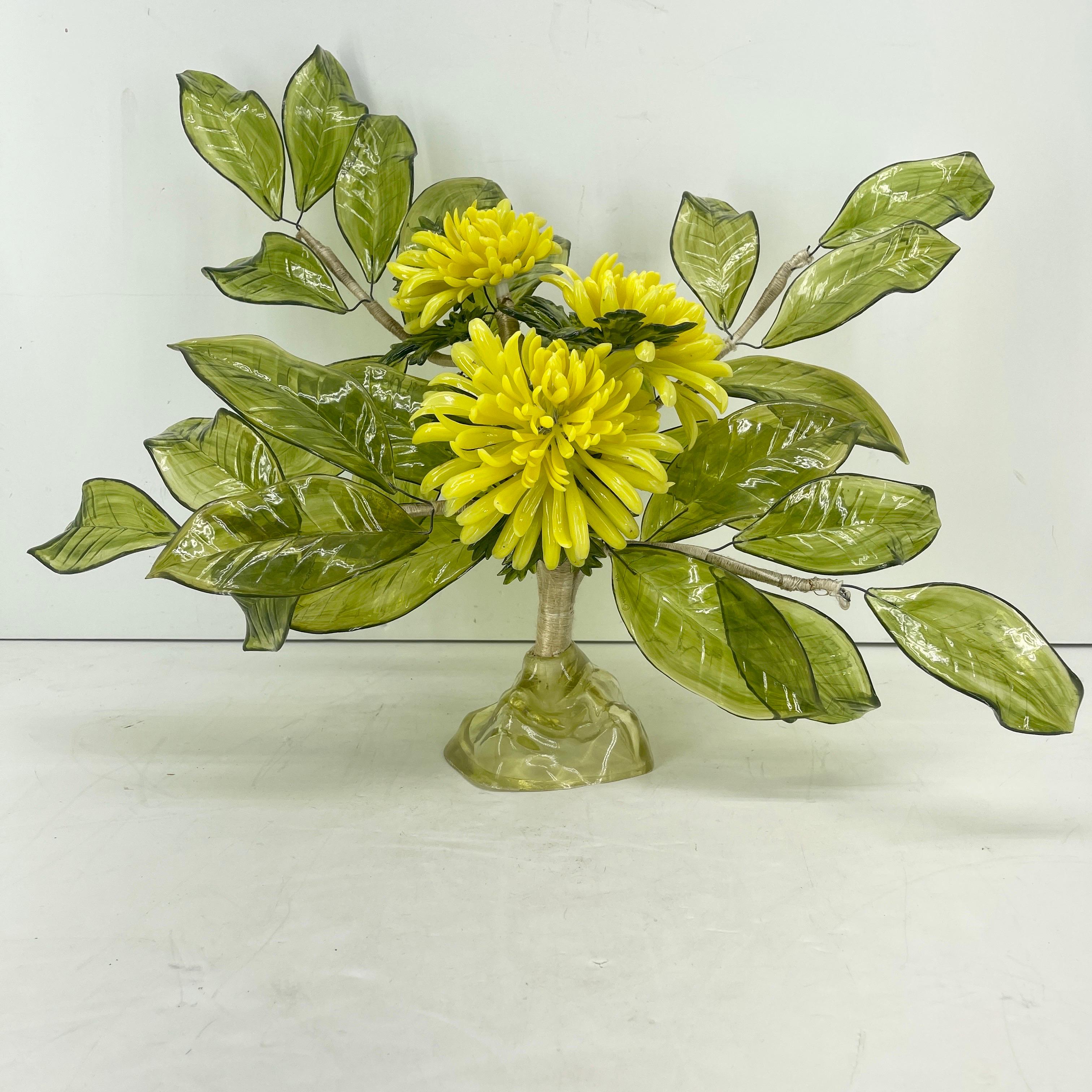 Italian Green and Yellow Lucite Flower by J Corelli 1967 Mid-Century Modern 10