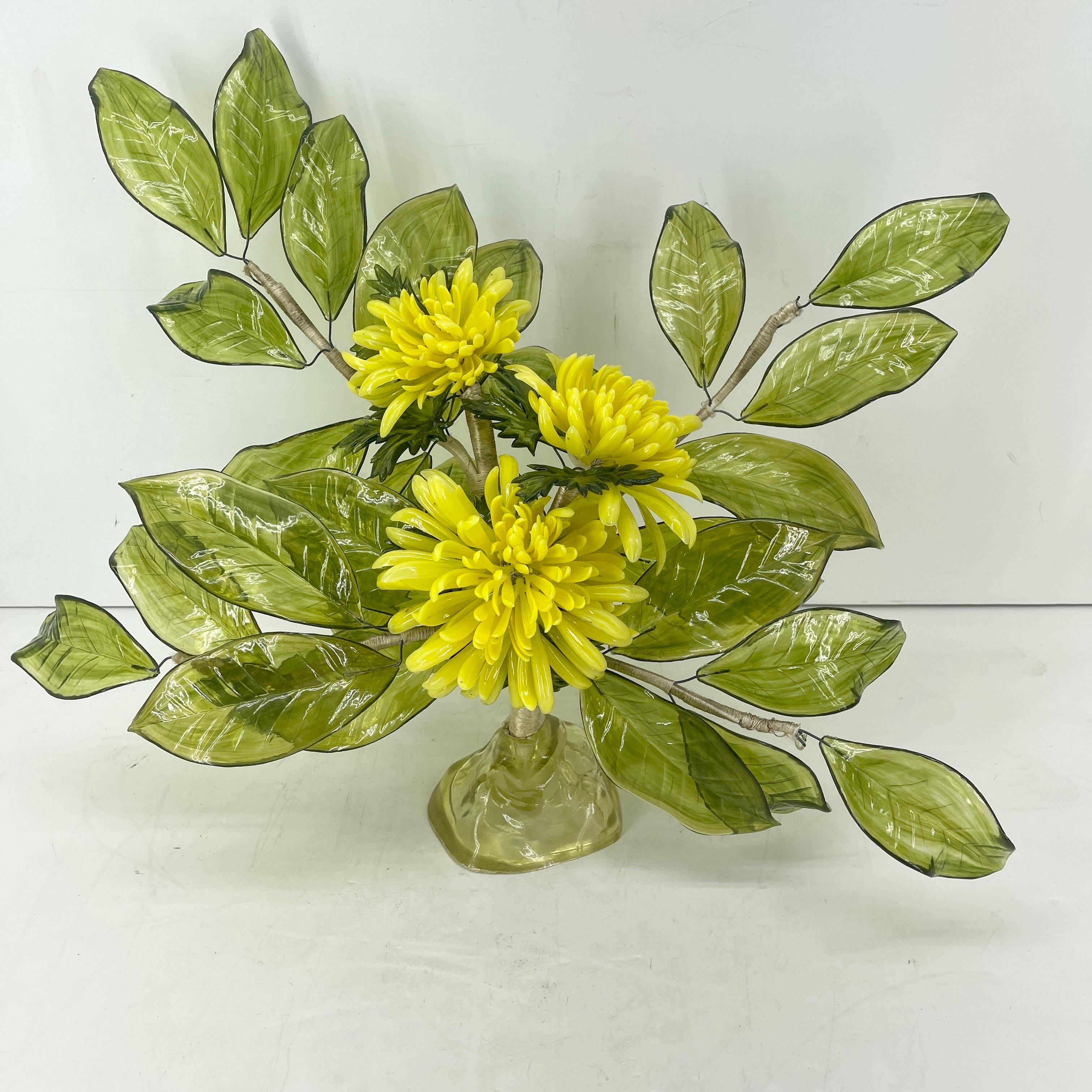 Italian Green and Yellow Lucite Flower by J Corelli 1967 Mid-Century Modern 11