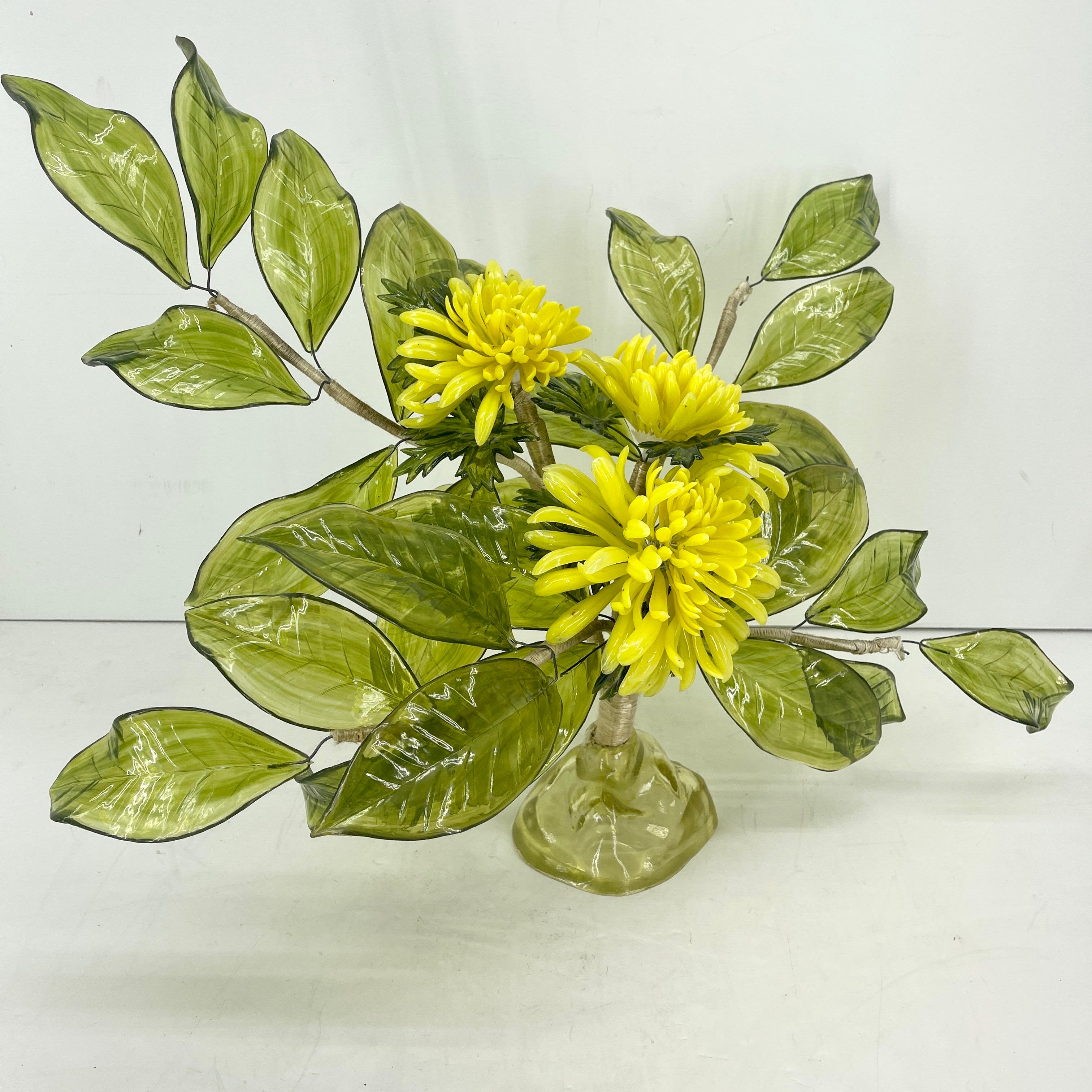 Italian Green and Yellow Lucite Flower by J Corelli 1967 Mid-Century Modern 12