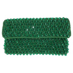 Vintage Italian Green Beaded Clutch Handbag, 1950's