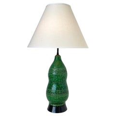Italian Green Ceramic and Black Lacquered Table Lamp by Bitossi 