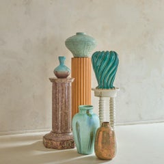 Italian Green Ceramic Swirl Vase, 1950s