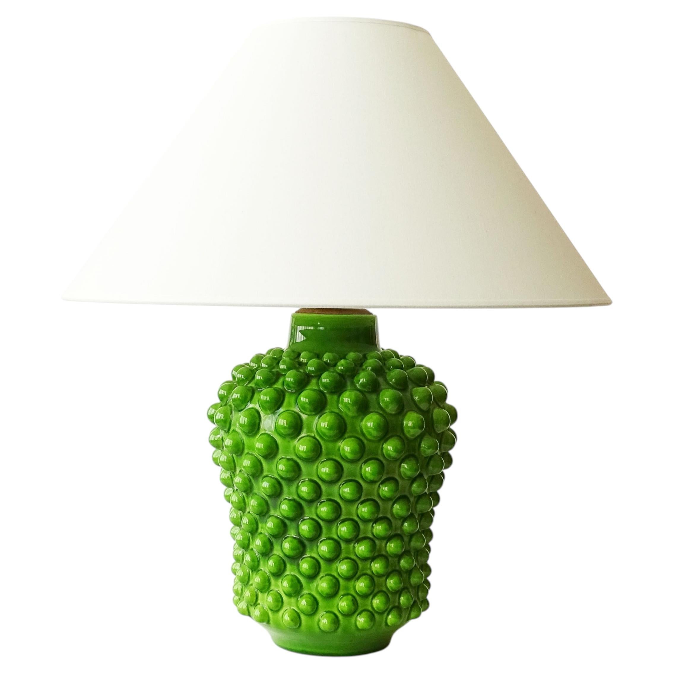 Italian Green Ceramic Table Lamp by Ferlaro, 1940s For Sale