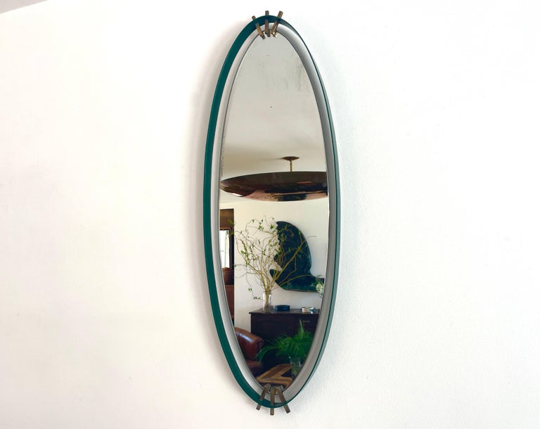 Italian Green Enamel Mirror In Good Condition For Sale In Los Angeles, CA