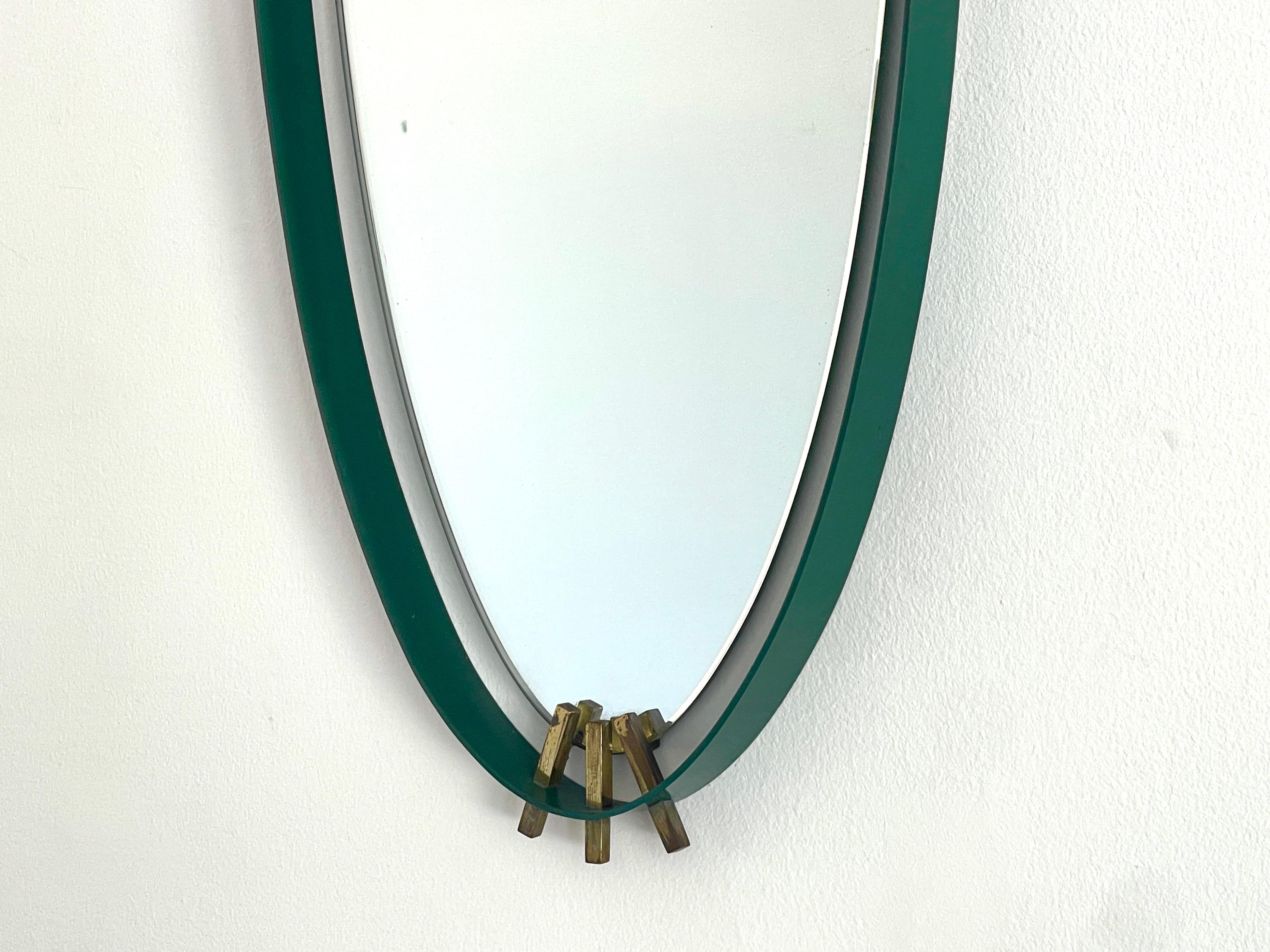 Mid-20th Century Italian Green Enamel Mirror