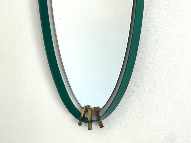 Mid-20th Century Italian Green Enamel Mirror For Sale