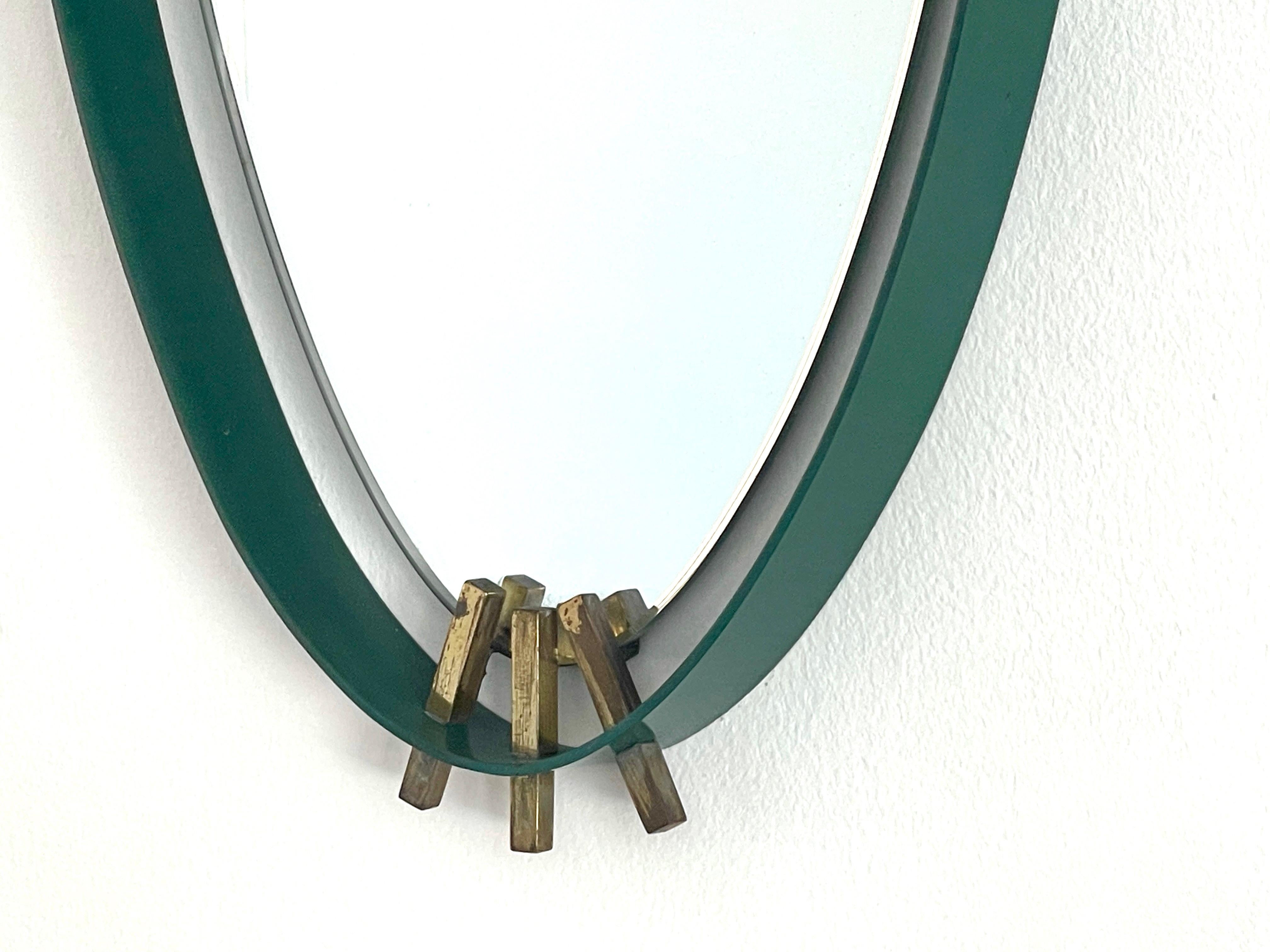 Metal Italian Green Enamel Mirror
