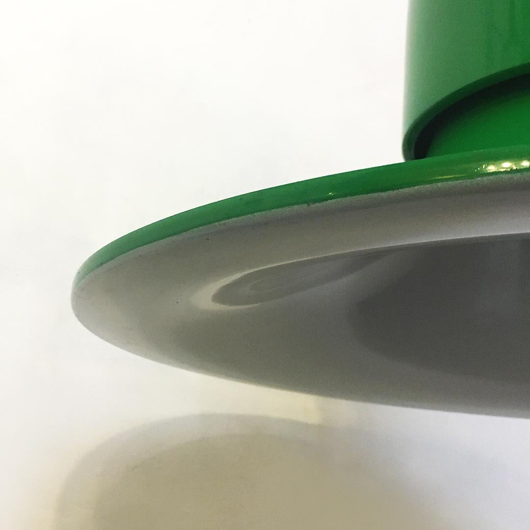 Late 20th Century Italian Green Enameled Hat Chandelier by Joe Colombo for Stilnovo, 1974