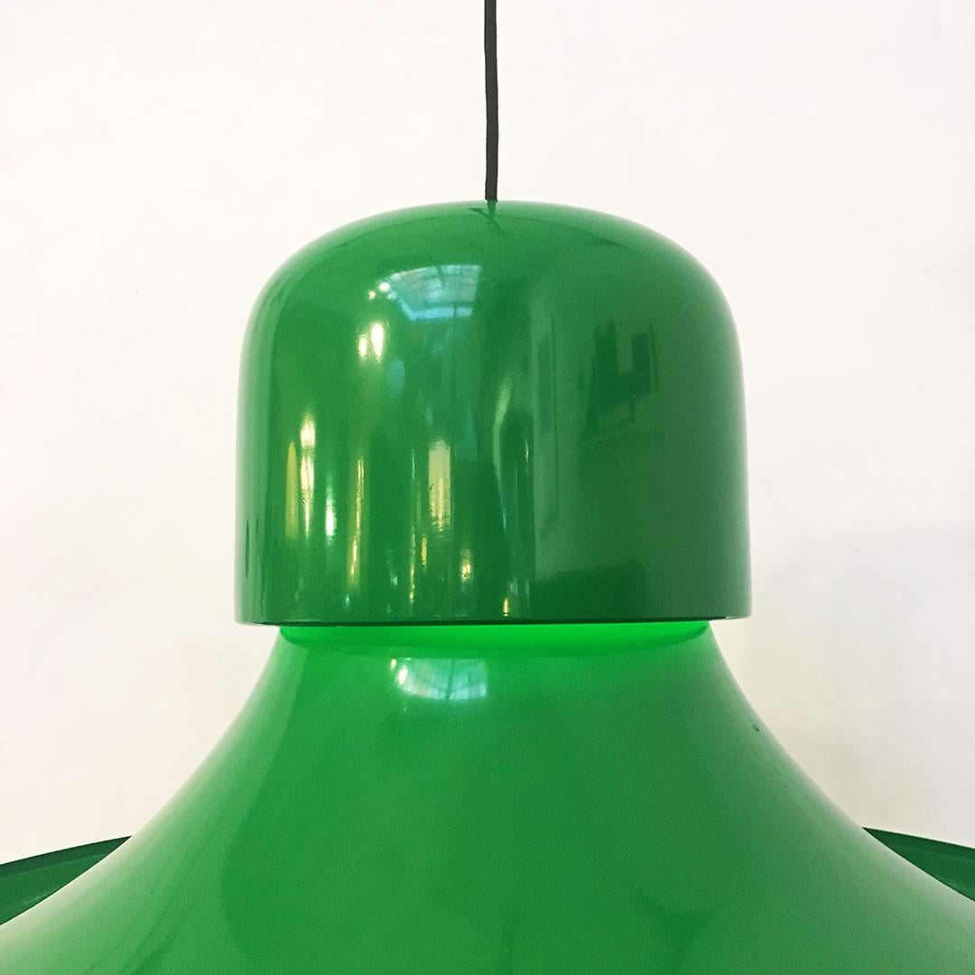 Italian Green Enameled Hat Chandelier by Joe Colombo for Stilnovo, 1974 2