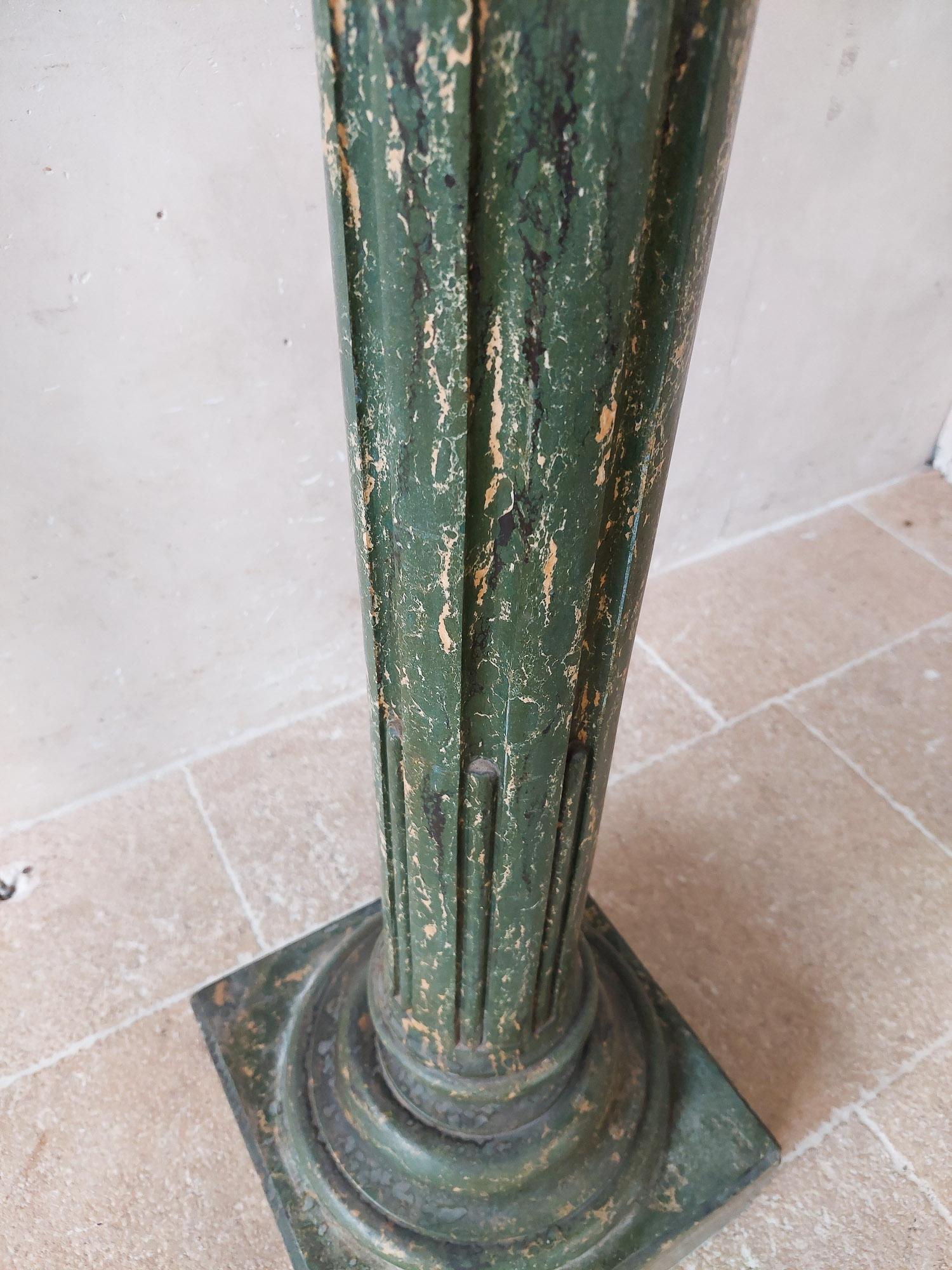 Italian Green Faux Marbre Scaglioga Pedestal For Sale 5