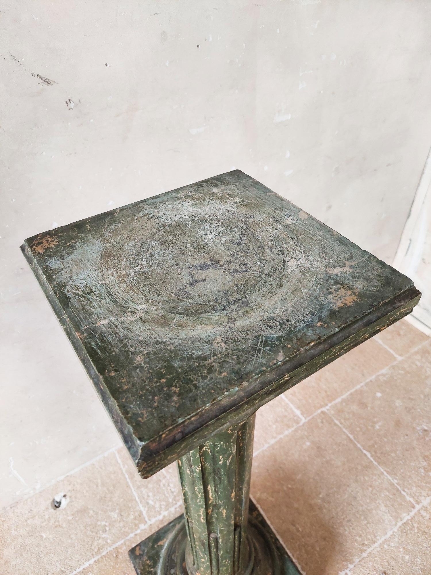 Pedestal Scaglioga Verde Faux Marbre Italiano en venta 7