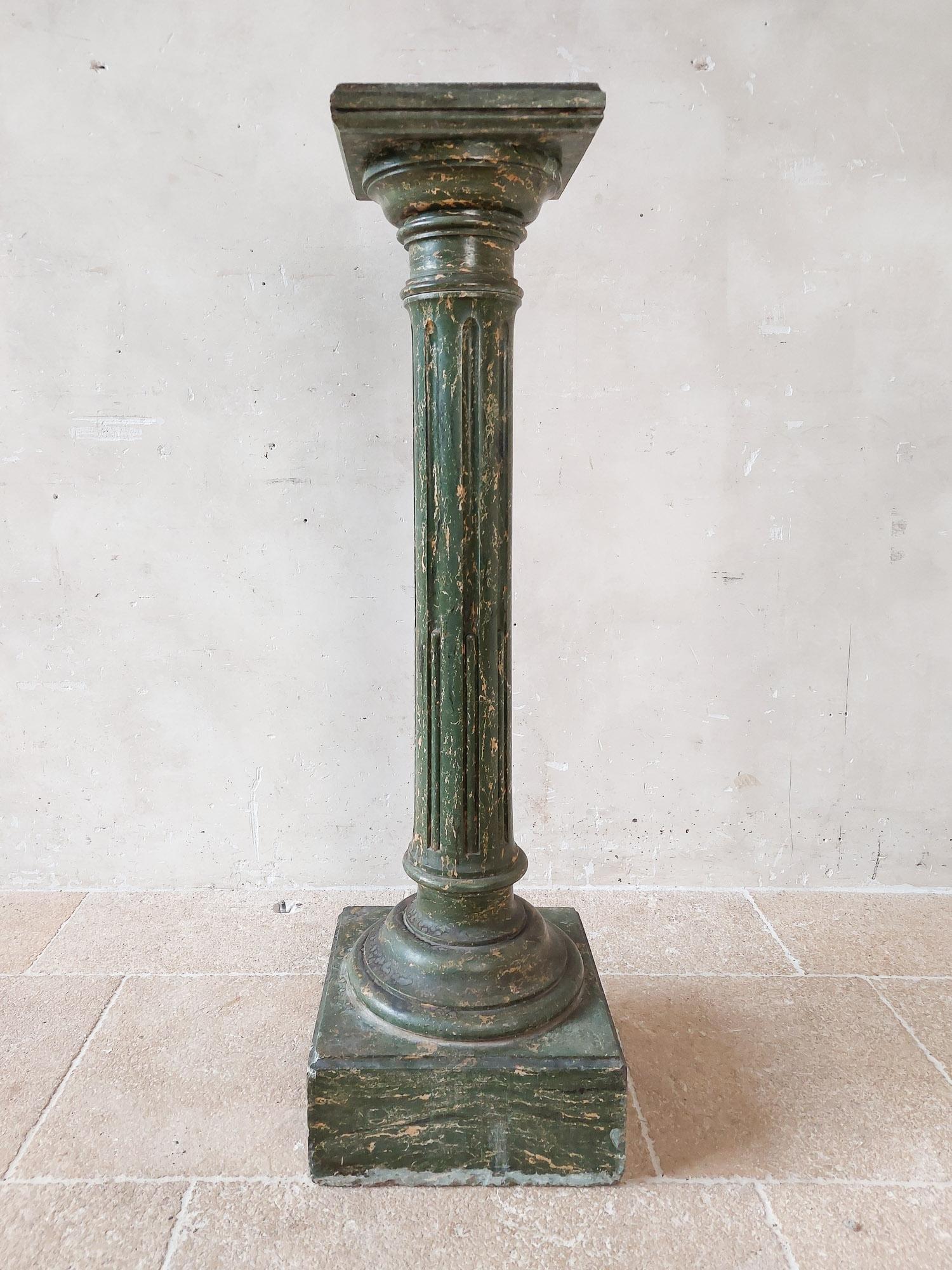 Pedestal Scaglioga Verde Faux Marbre Italiano Escayola en venta