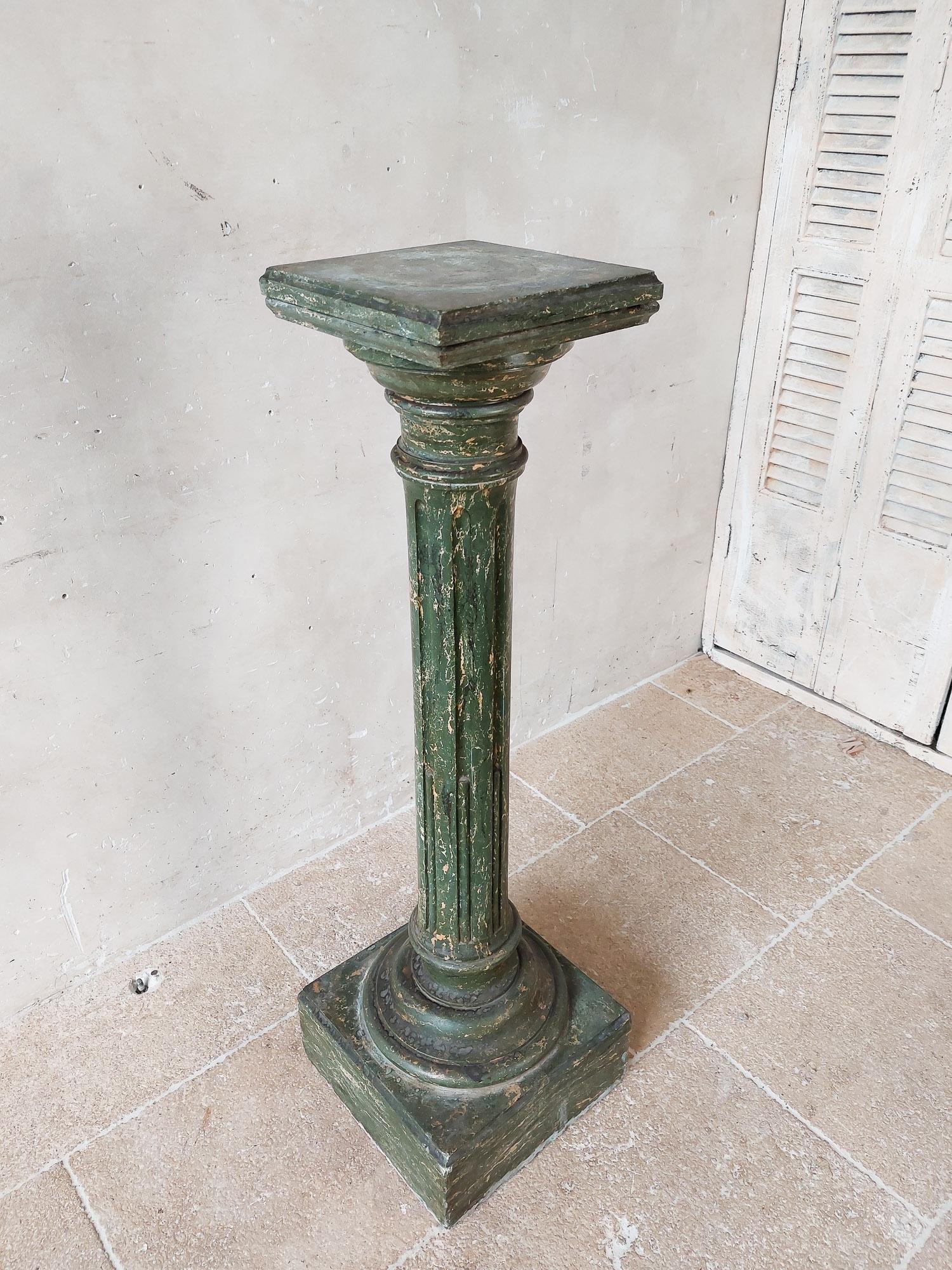 Pedestal Scaglioga Verde Faux Marbre Italiano en venta 3