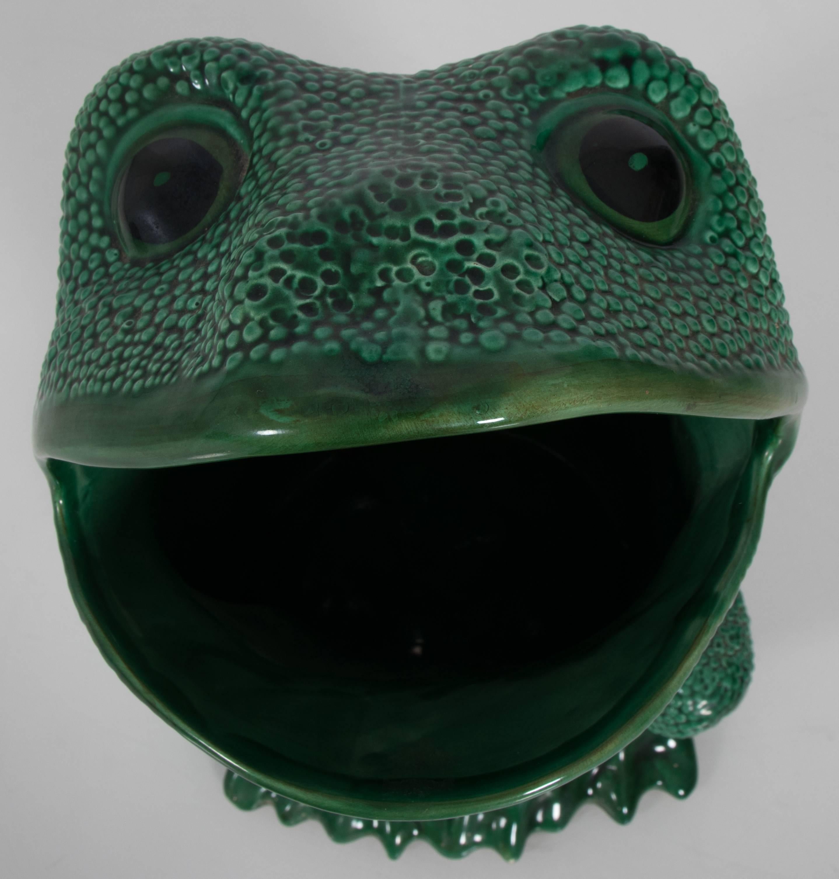 Glazed Italian Green Frog Umbrella Stand by Gumps