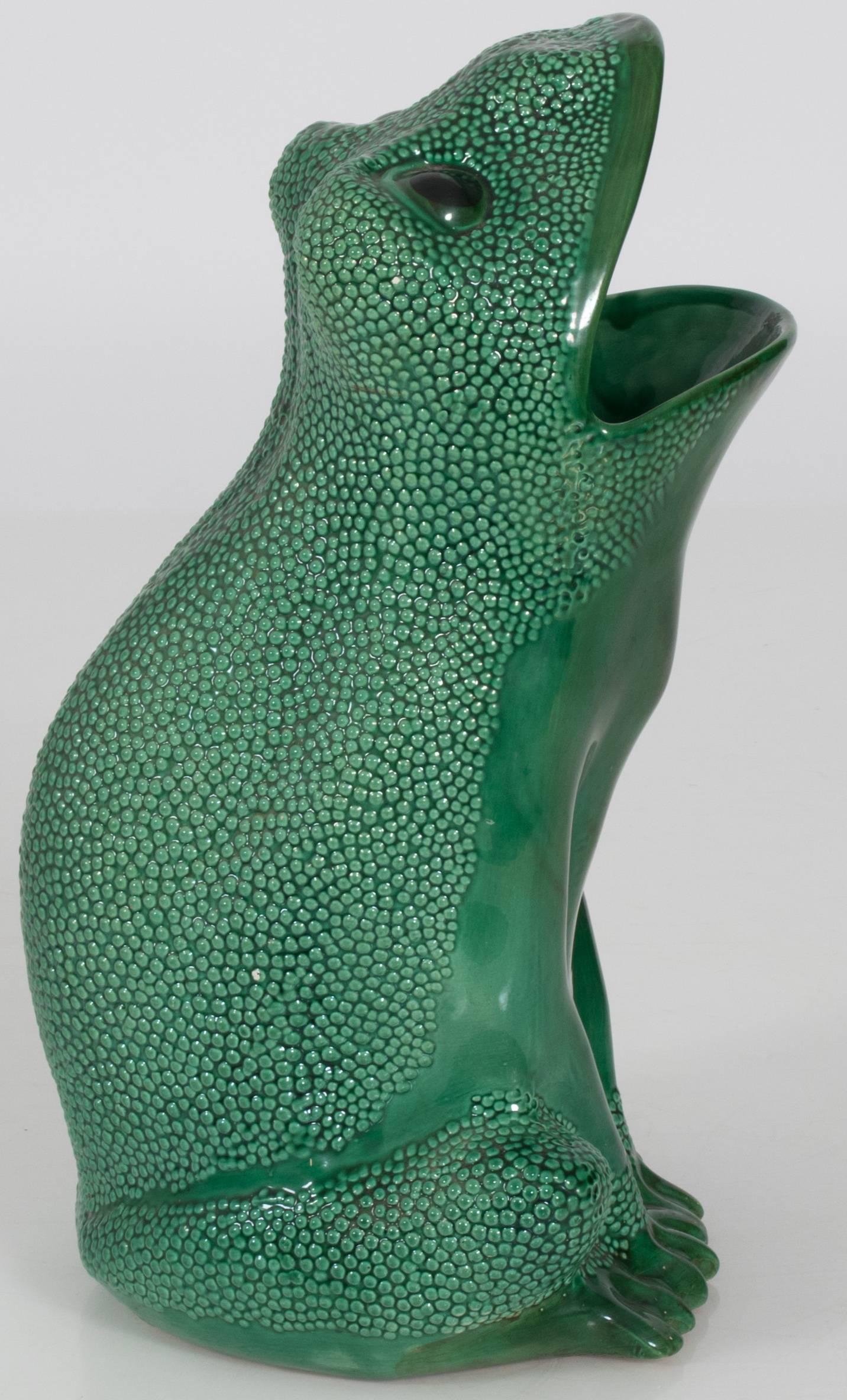 Italian Green Frog Umbrella Stand by Gumps In Good Condition In Stamford, CT