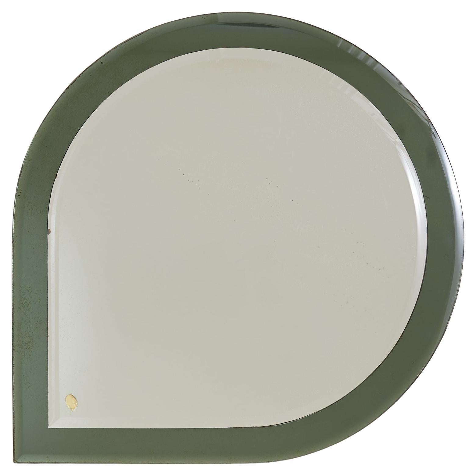 Italian Green Glass Teardrop Wall Mirror in the Manner of Fontana Arte, 1950s