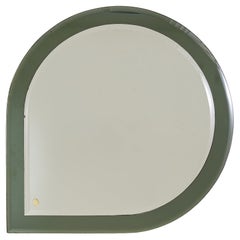 Italian Green Glass Teardrop Wall Mirror in the Manner of Fontana Arte, 1950s