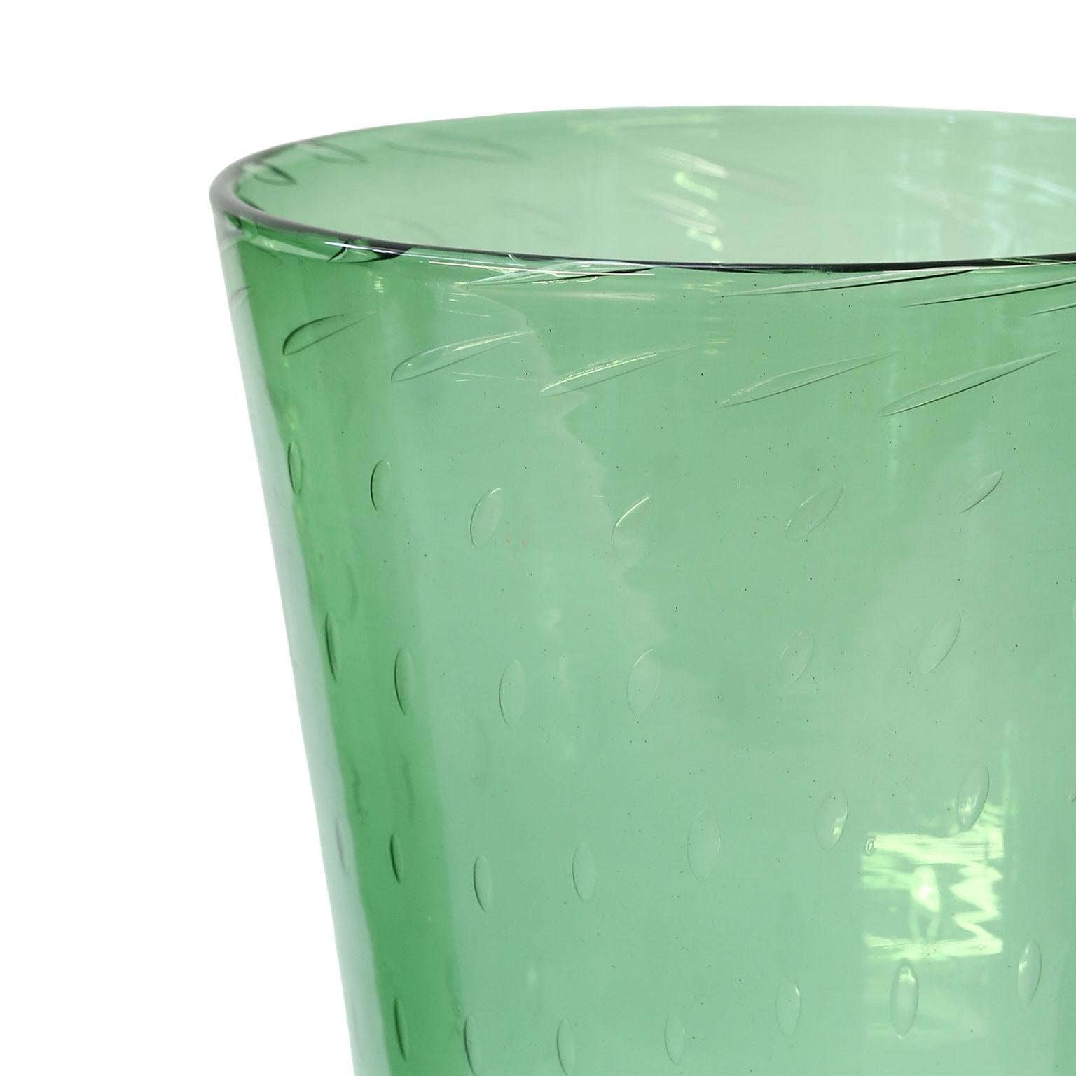 Italienische Vase aus grünem Glas von Empoli, um 1960.
