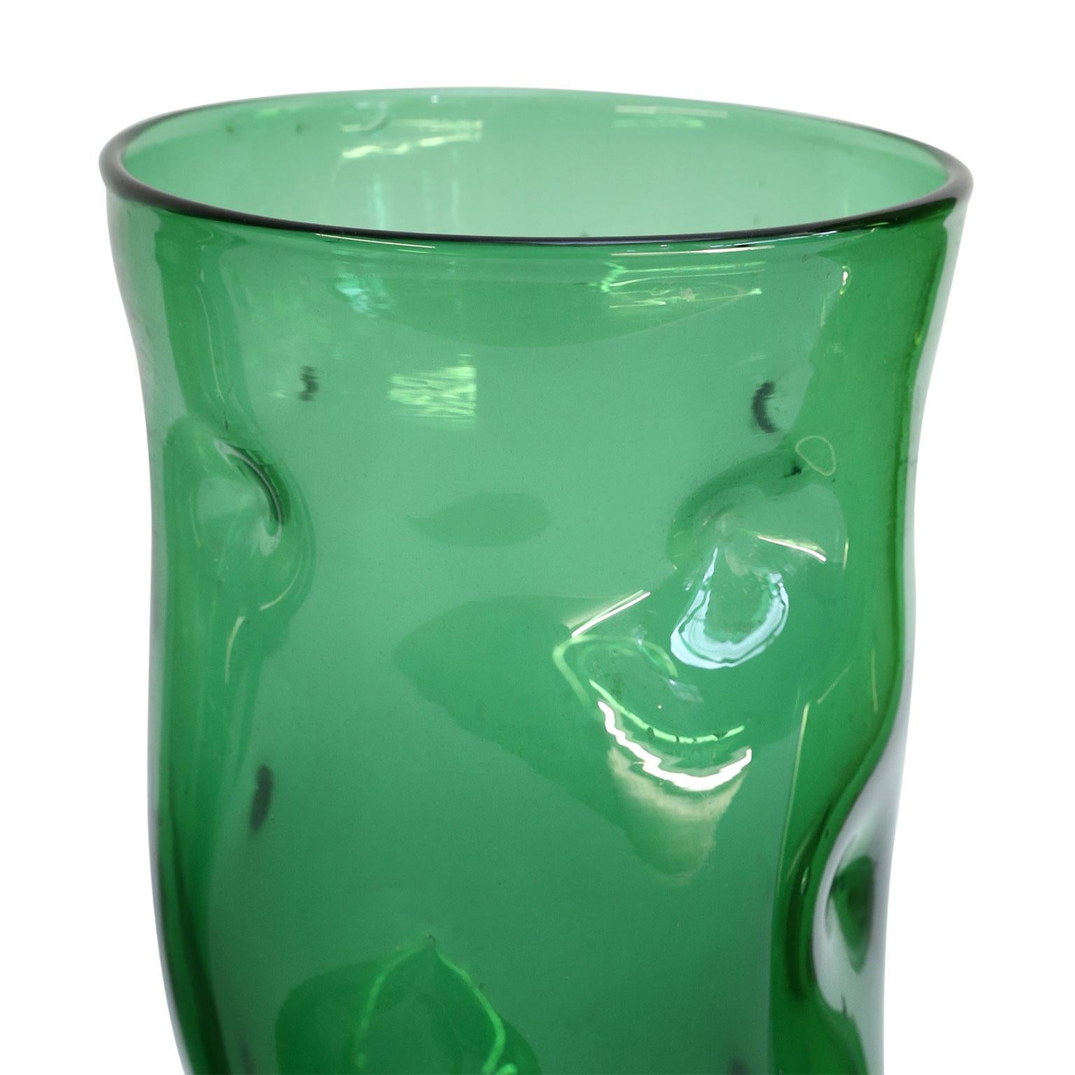 Jarrón italiano de vidrio verde de Empoli Moderno de mediados de siglo en venta