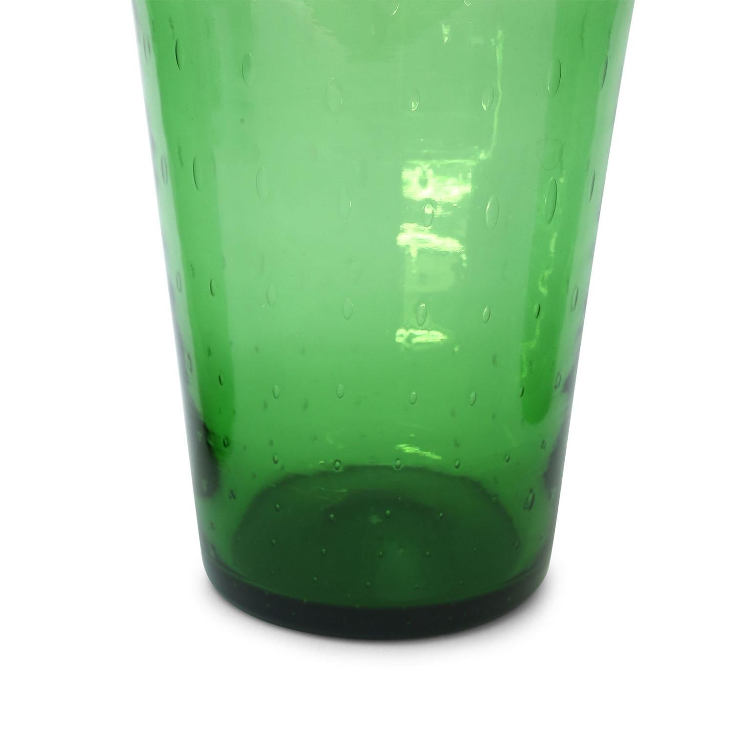 Mid-Century Modern Italian Green Glass Vase by Empoli For Sale