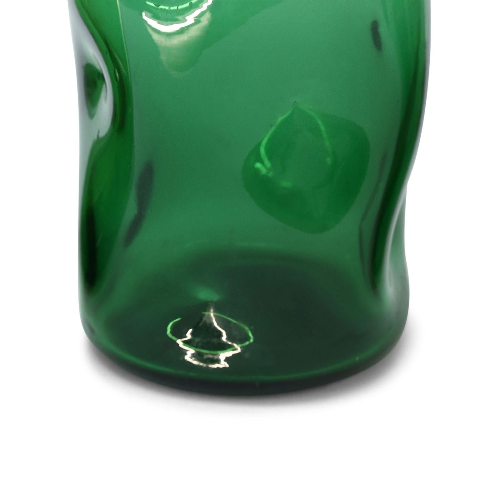 Italian Green Glass Vase by Empoli In Excellent Condition For Sale In Houston, TX
