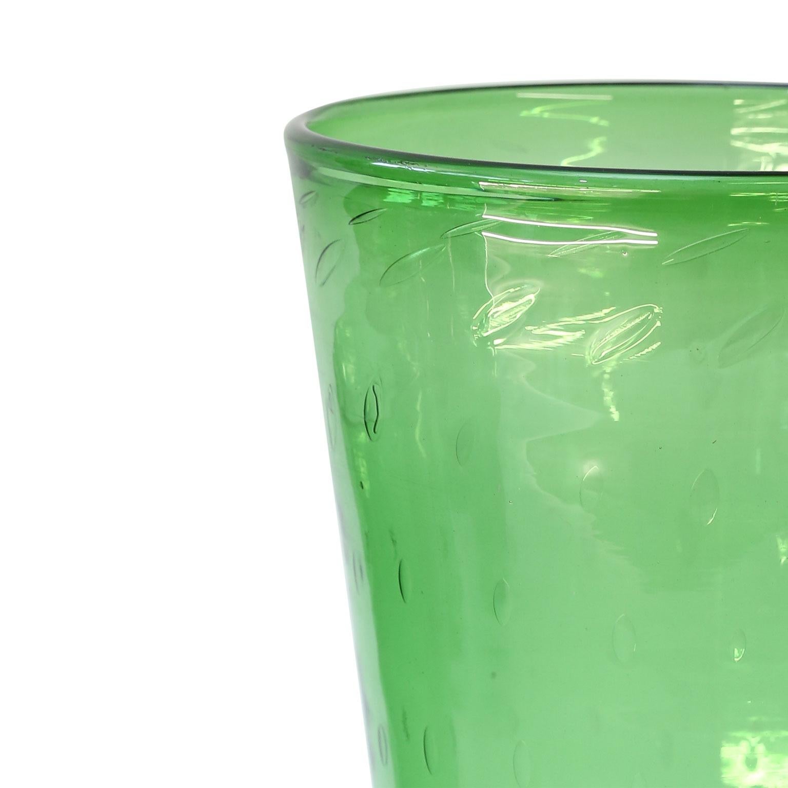 Italian Green Glass Vase by Empoli In Good Condition For Sale In Houston, TX