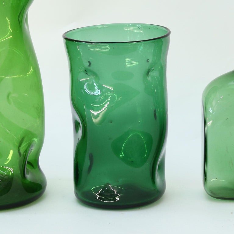 Italian Green Glass Vase by Empoli For Sale at 1stDibs
