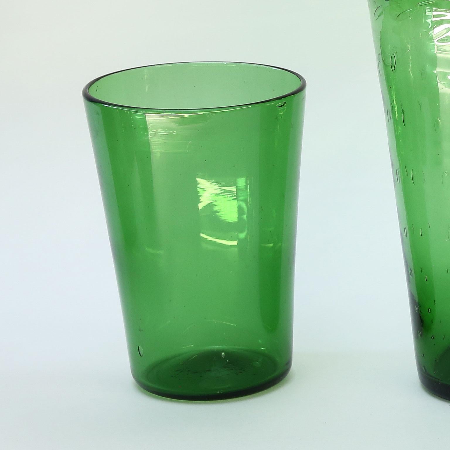 Mid-20th Century Italian Green Glass Vase by Empoli