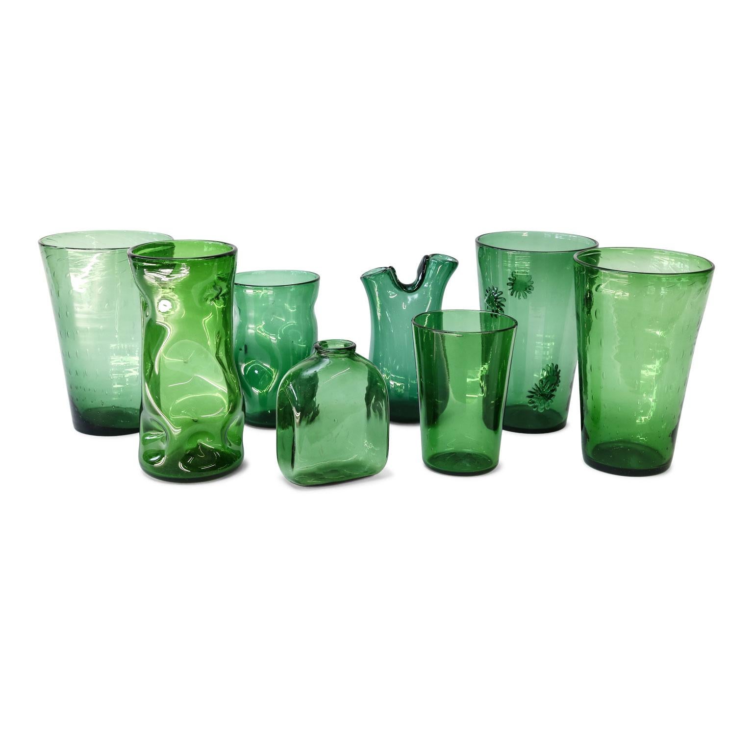 Italian Green Glass Vase by Empoli For Sale 1