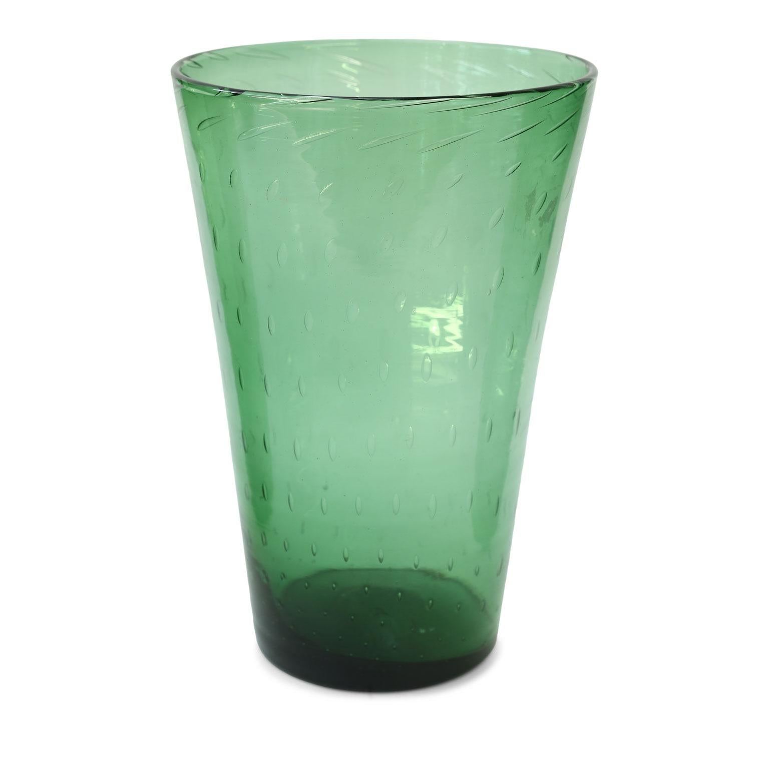 Italian Green Glass Vase by Empoli For Sale 2