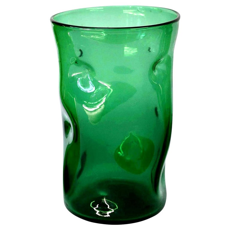 Italian Green Glass Vase by Empoli For Sale 3