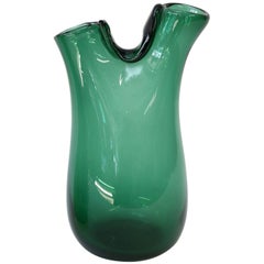 Italian Green Glass Vase by Empoli