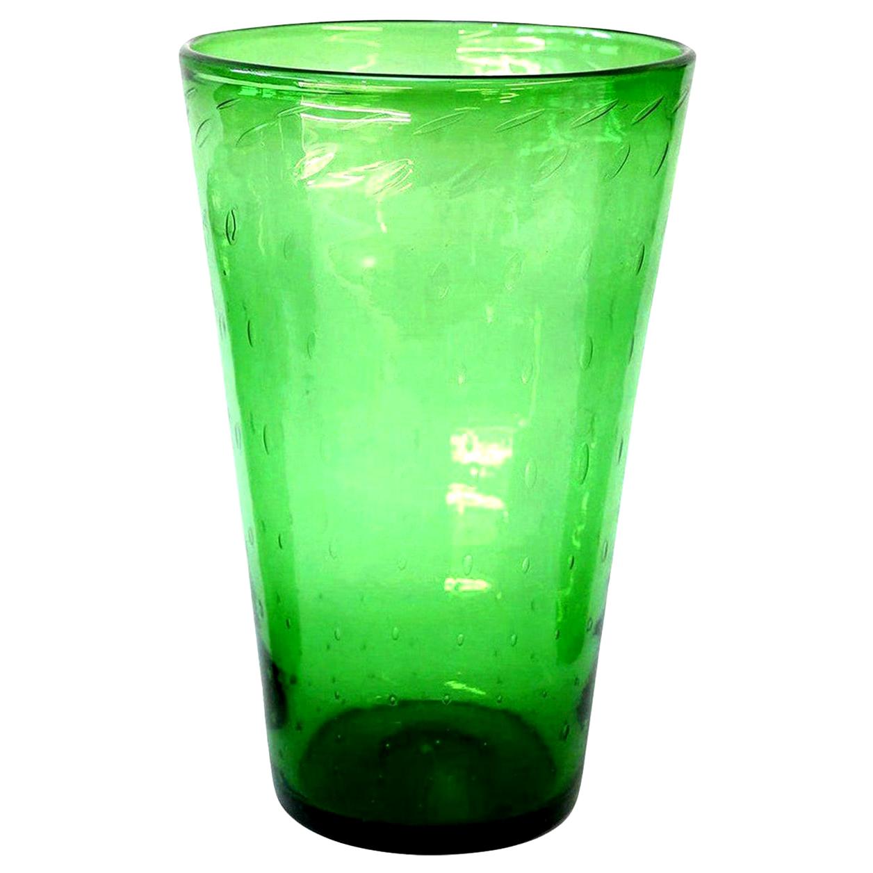 Italienische Vase aus grünem Glas von Empoli im Angebot 3