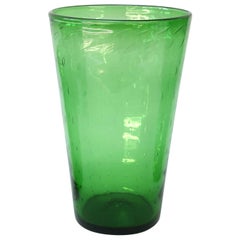 Vaso in vetro verde italiano di Empoli