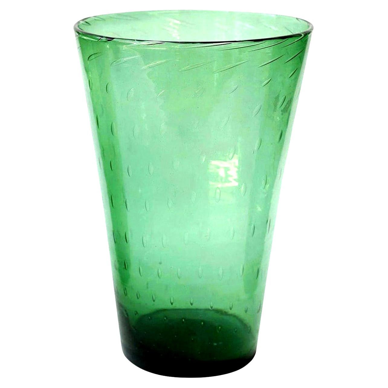 Italian Green Glass Vase by Empoli For Sale 3