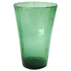 Jarrón italiano de vidrio verde de Empoli