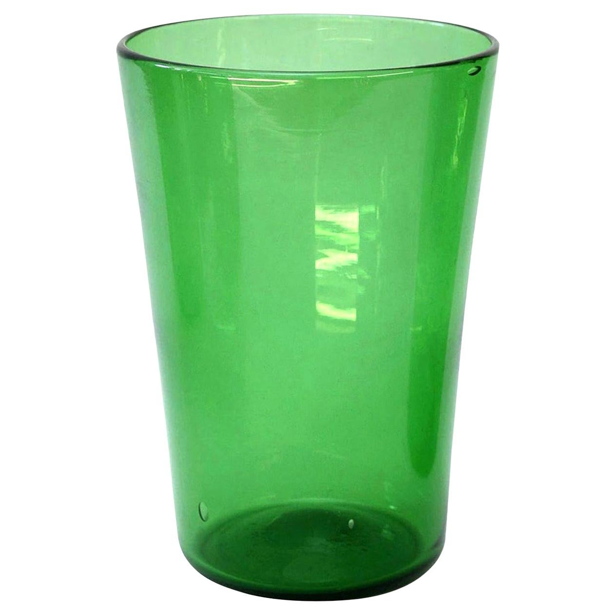 Italian Green Glass Vase by Empoli 3