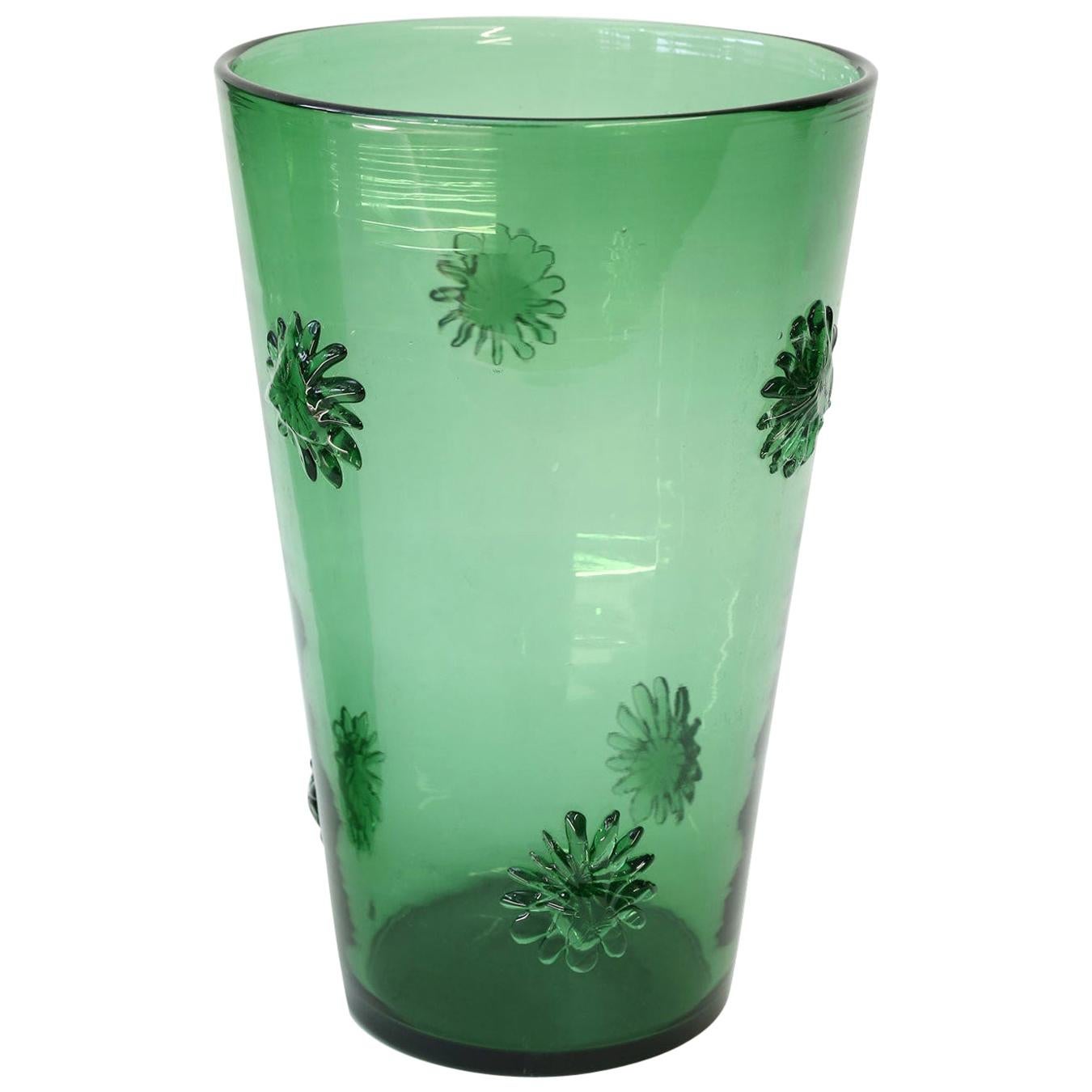 Glass Vase by Empoli, Manufactured in Murano, Italy 1960, in an Orange