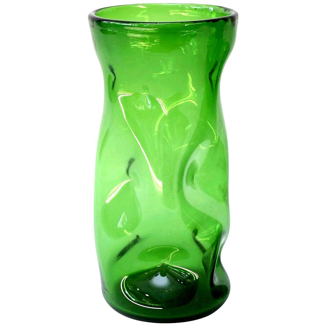 Italian Green Glass Vase by Empoli 1