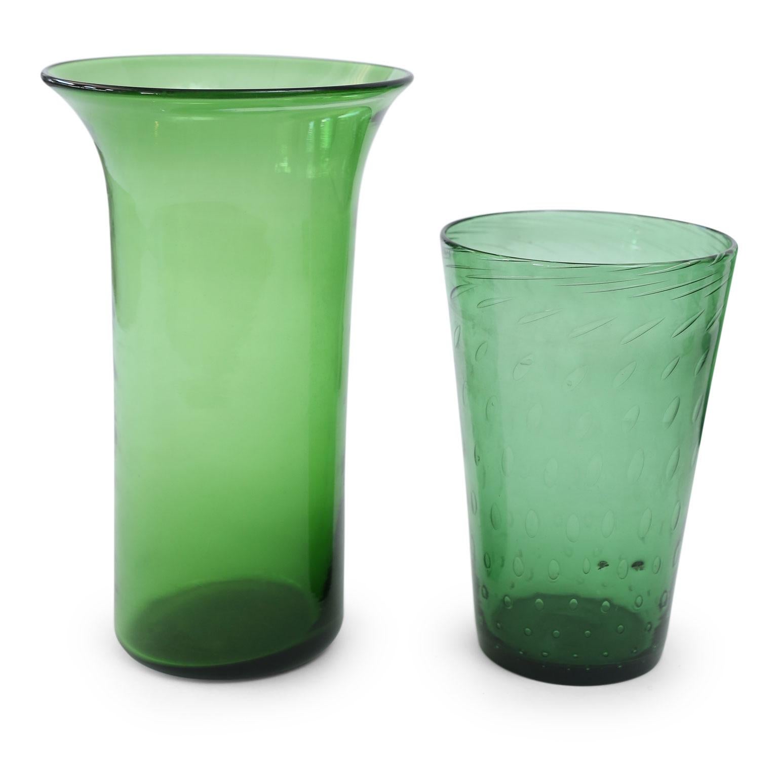Mid-Century Modern Italian Green Glass Vase