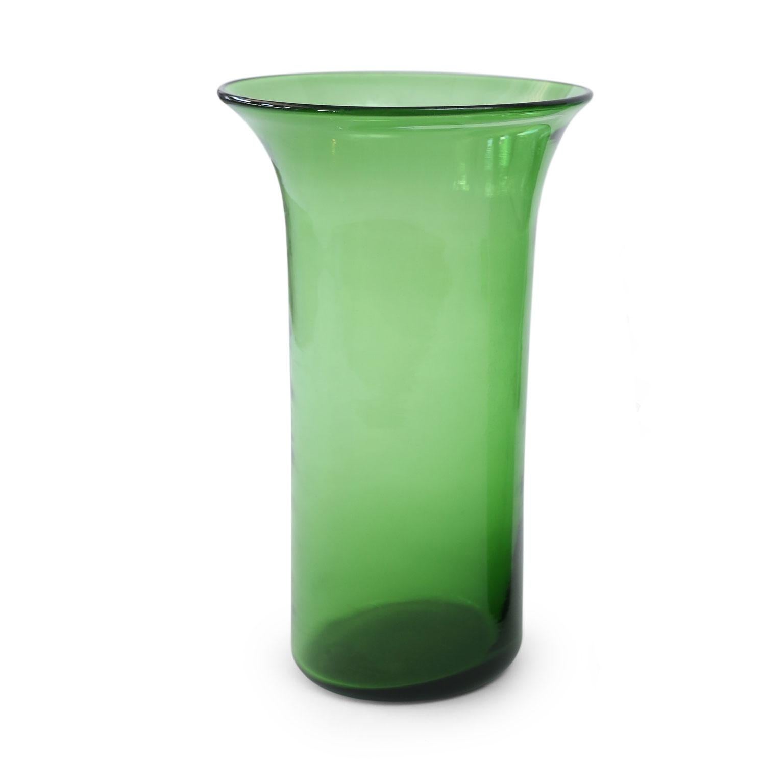 green glass vase made in italy