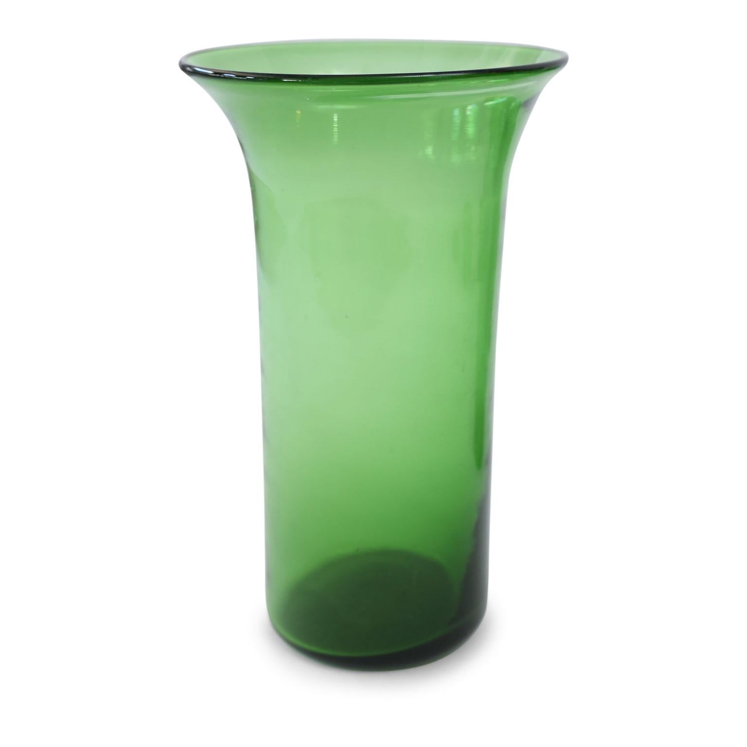 Mid-Century Modern Italian Green Glass Vase