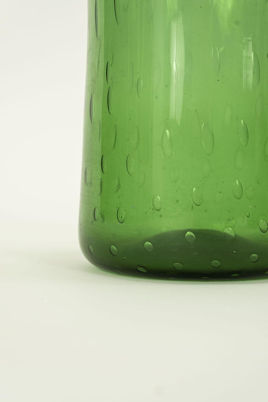 Italian Green Glass Vase In Good Condition In Houston, TX