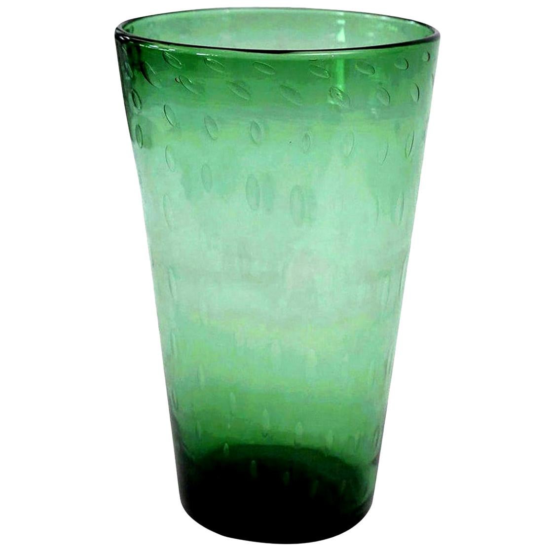 Italienische Vase aus grünem italienischem Glas im Angebot 2